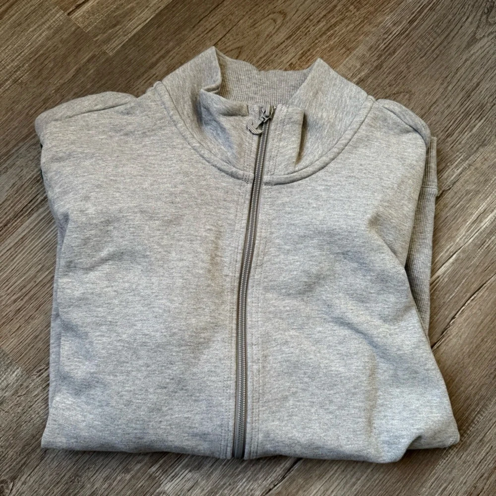 VTG Adidas Gray Zip-Up Jacket Sweatshirt With Stripes Green Blue Retro Size M